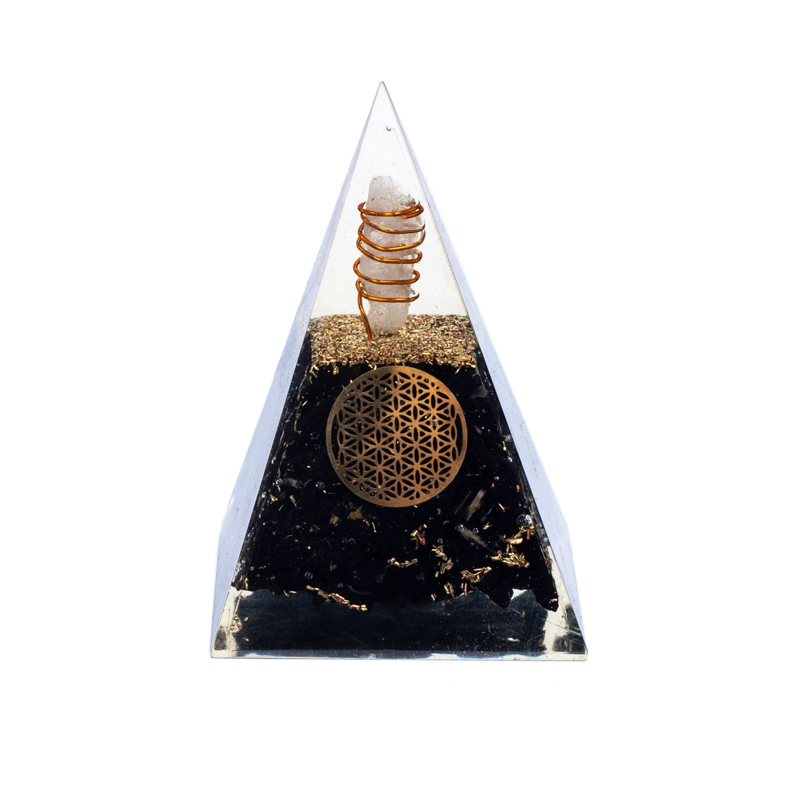 Orgonit Pyramid Tourmalin Livets blomma 5X5X8 Cm - 2