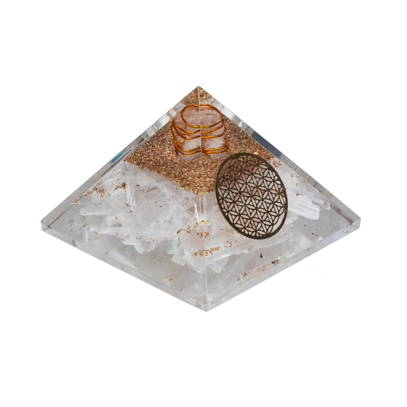 Orgonit Pyramid Selenite Livets blomma 7X7X5 Cm - 3