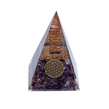Orgonite Pyramid Ametist Livets blomma 5X5X8 Cm