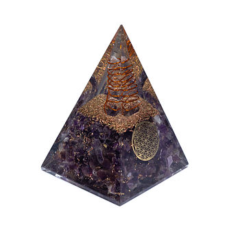 Orgonite Pyramid Ametist Livets blomma 5X5X8 Cm