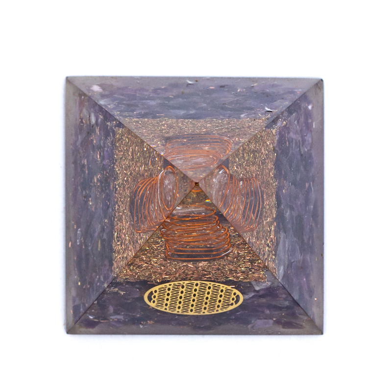Orgonite Pyramid Ametist Livets blomma 5X5X8 Cm - 3