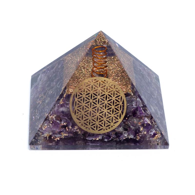 Orgonit Pyramid Ametist Livets blomma  7X7X6 Cm