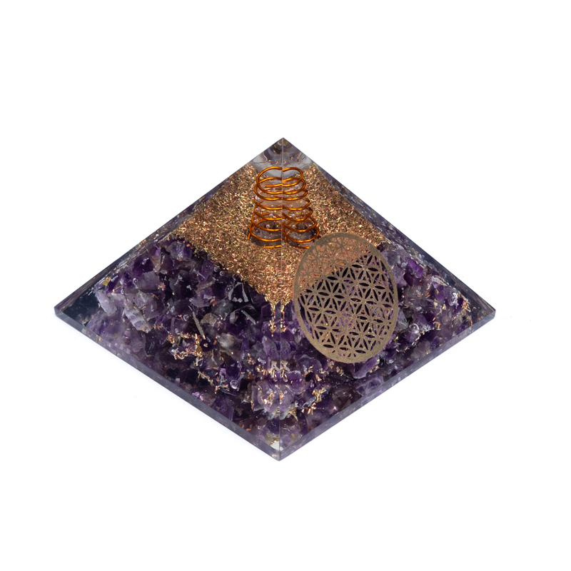 Orgonit Pyramid Ametist Livets blomma  7X7X6 Cm - 2