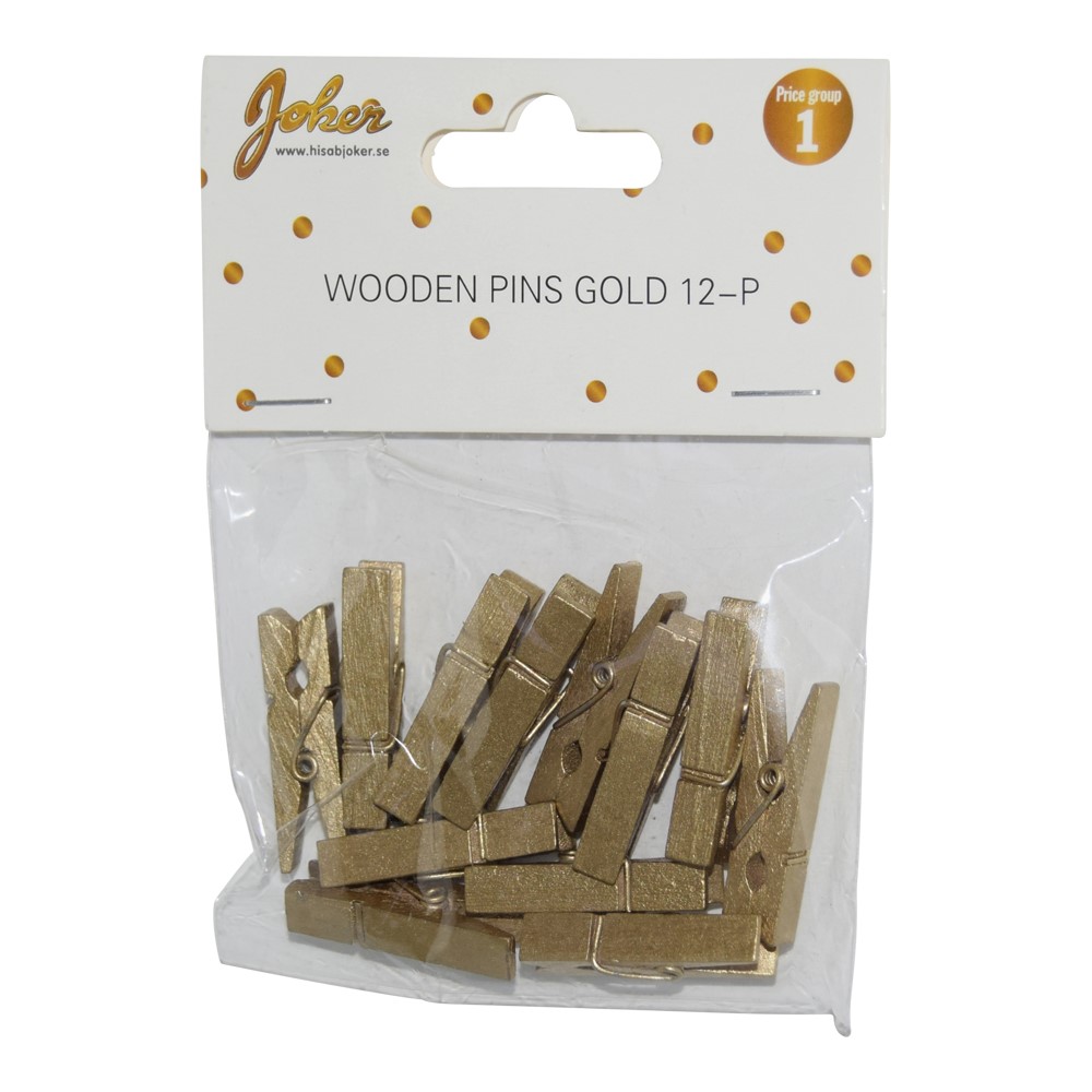 Wooden pins, Kiinnikkeet Kultainen 12kpl - 3