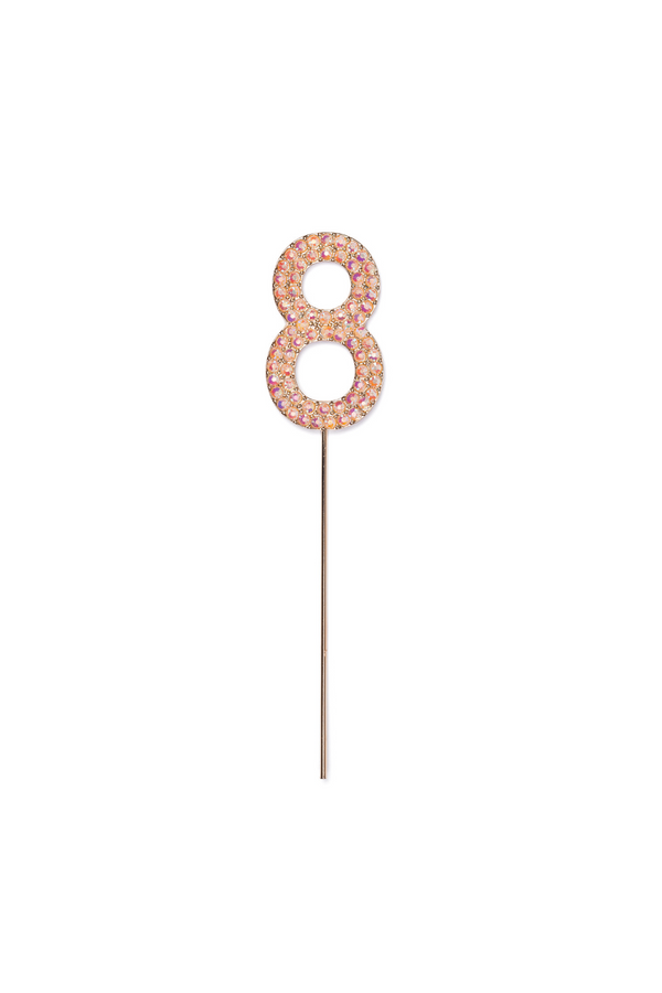Tårtsiffra Rhinestone Nummer 8, Rosa