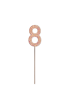 Tårtsiffra Rhinestone Nummer 8, Rosa