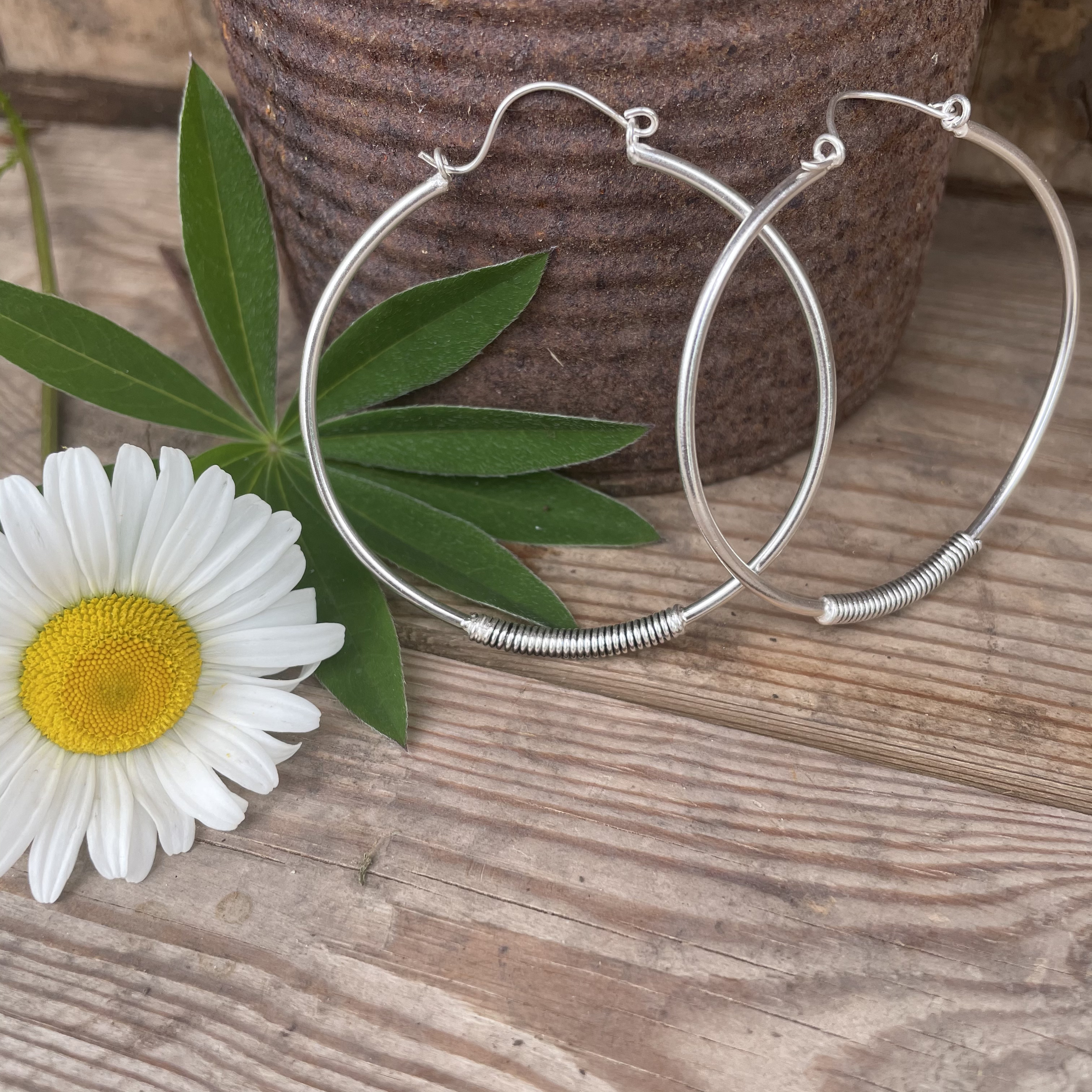 örhängen silverfärgade ringar  58 mm