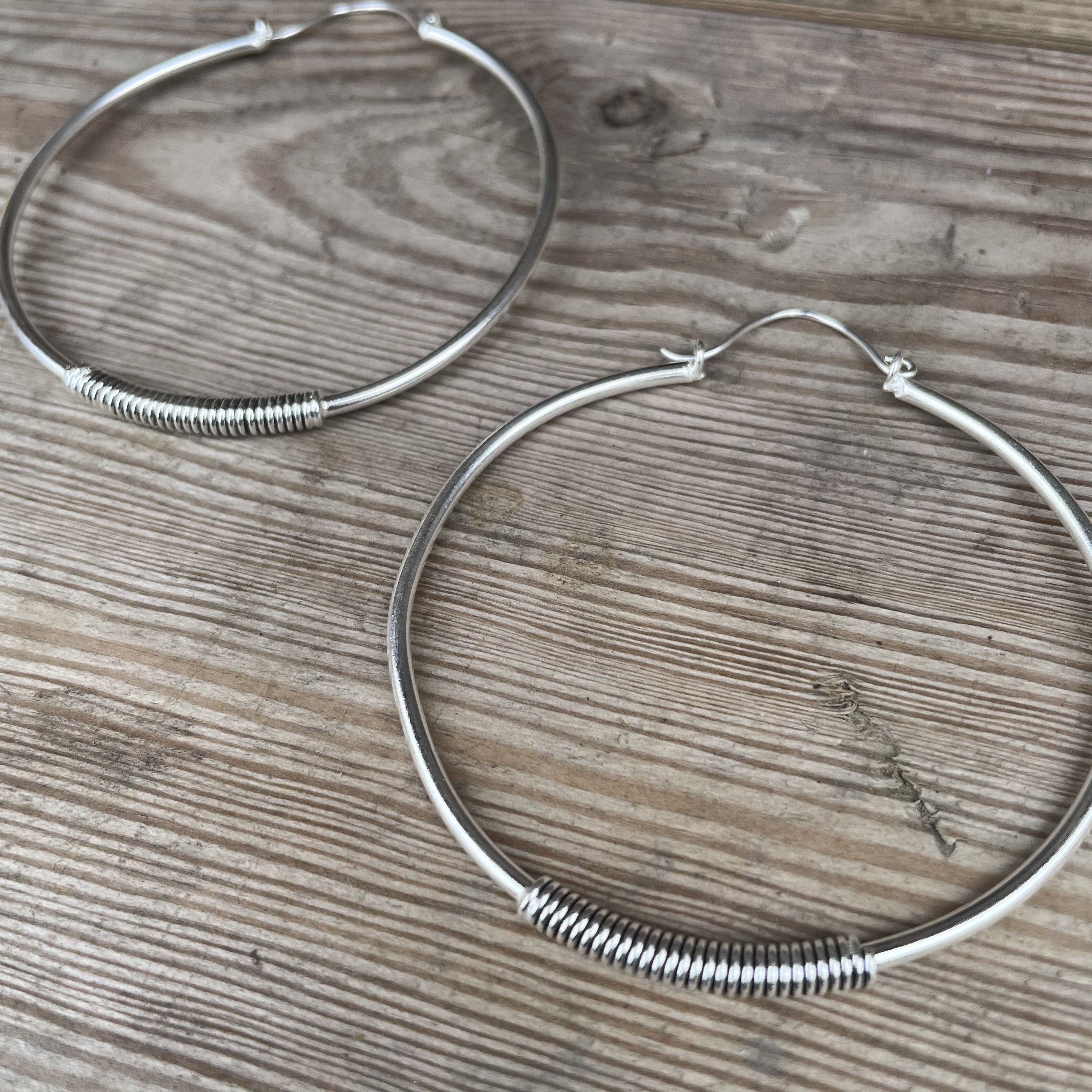 örhängen silverfärgade ringar  58 mm - 3