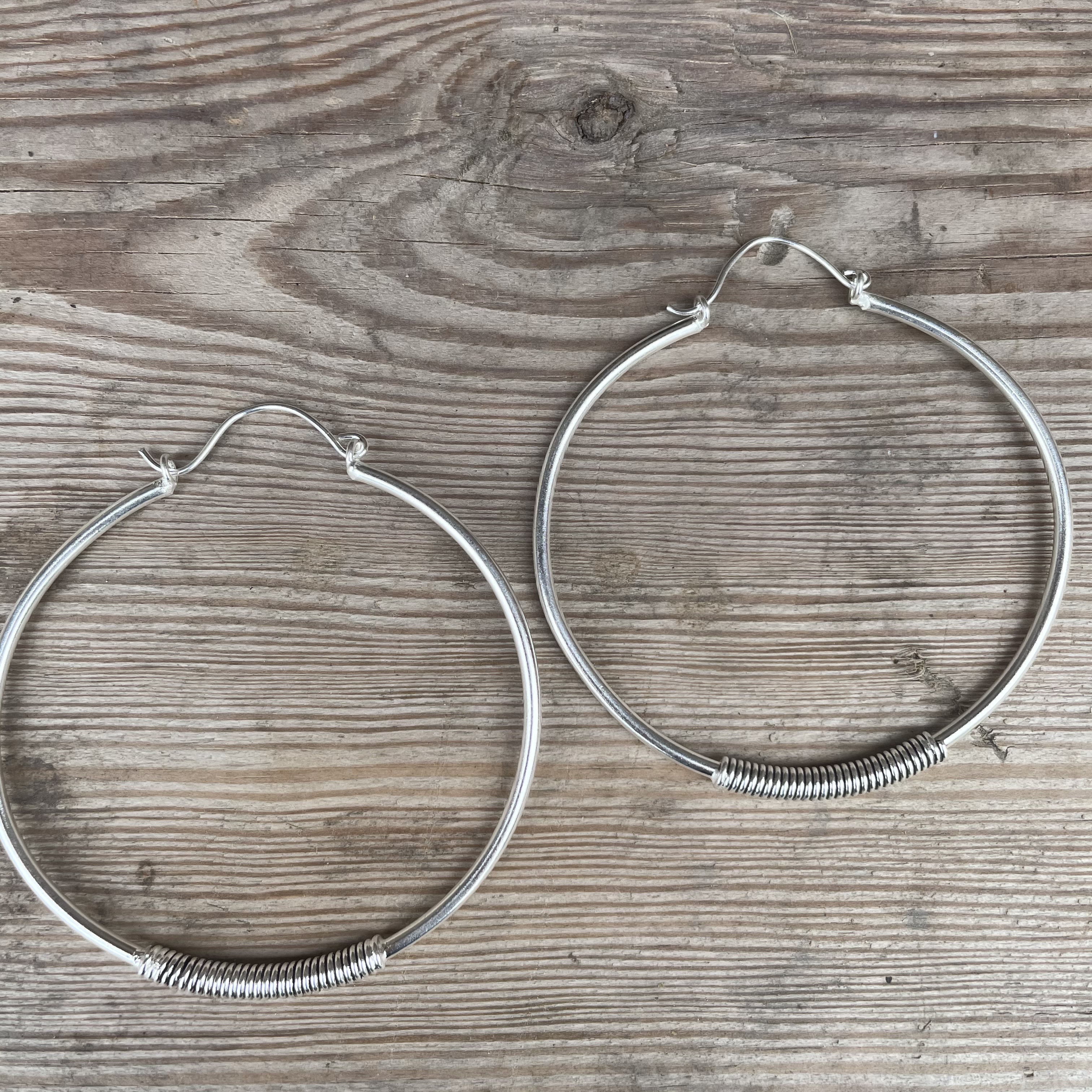 örhängen silverfärgade ringar  58 mm - 2