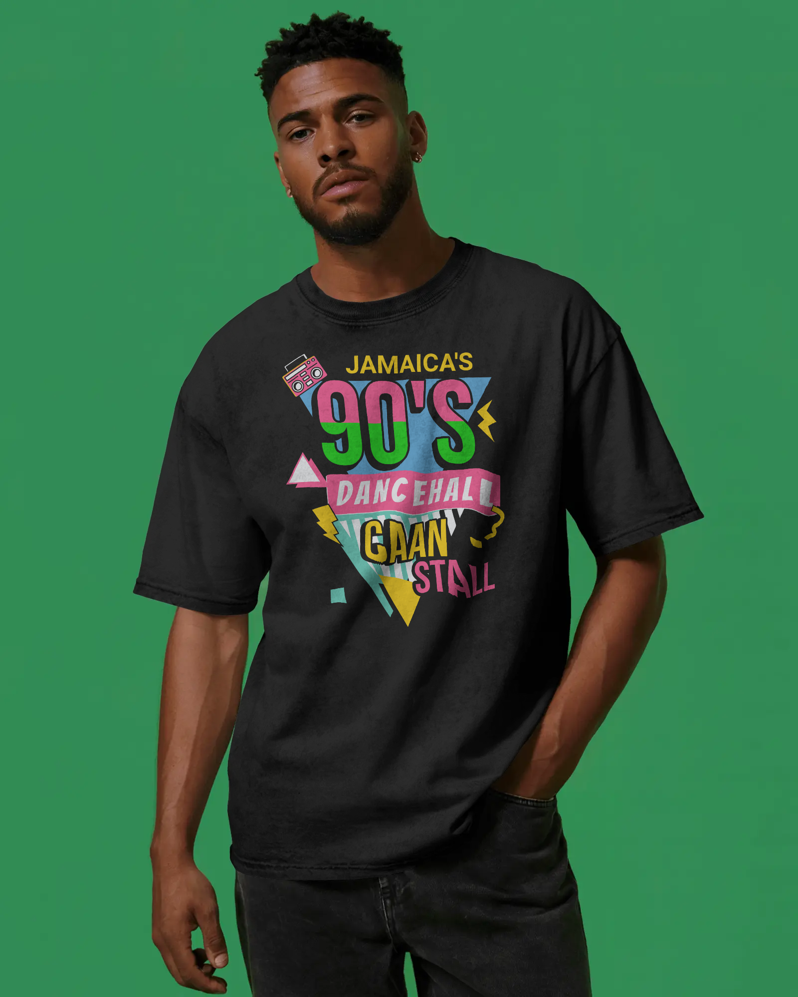 90s Dancehall Caan Stall T-shirt Black / White
