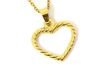 Hjärta Halsband i Rostfritt Stål Guld, Kärlek Hänge, Hjärtan Accessoar, Rephjärta Smycke