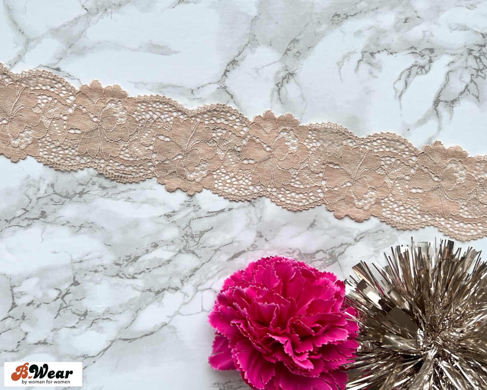 Beige soft stretch lace