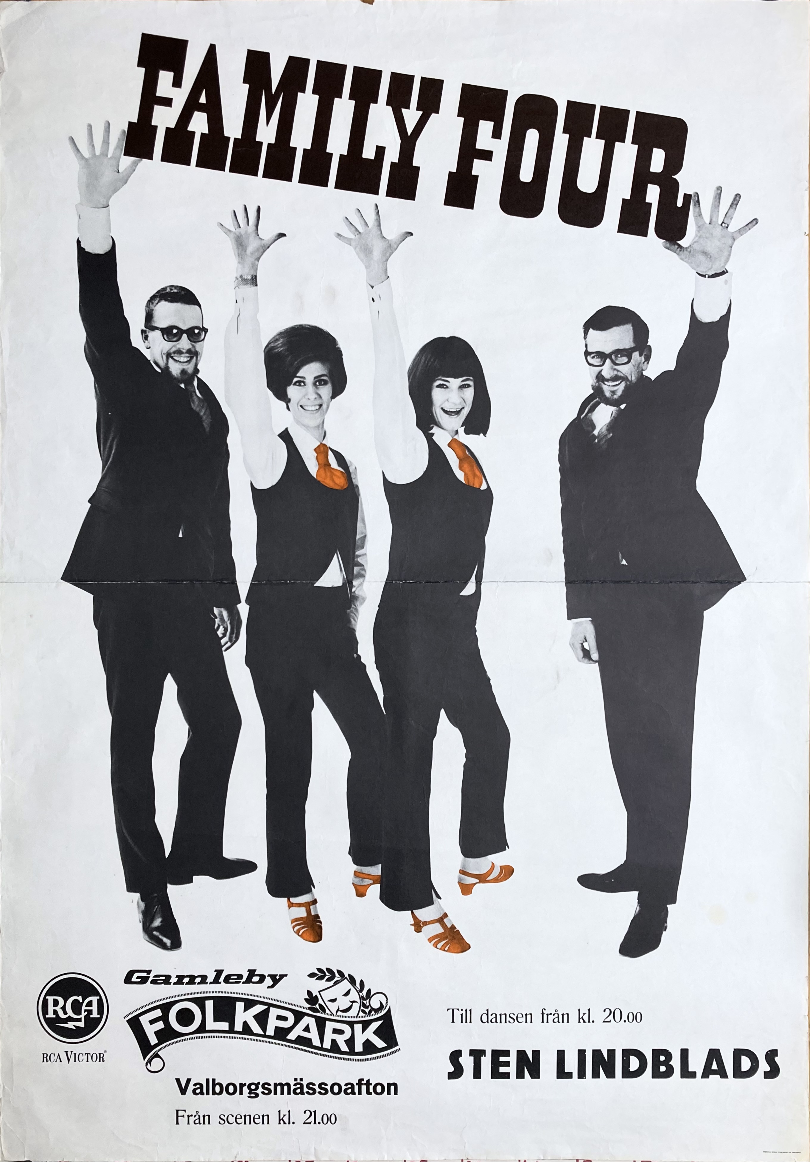 FAMILY FOUR - Svensk Turnéaffisch (circa 1967) 