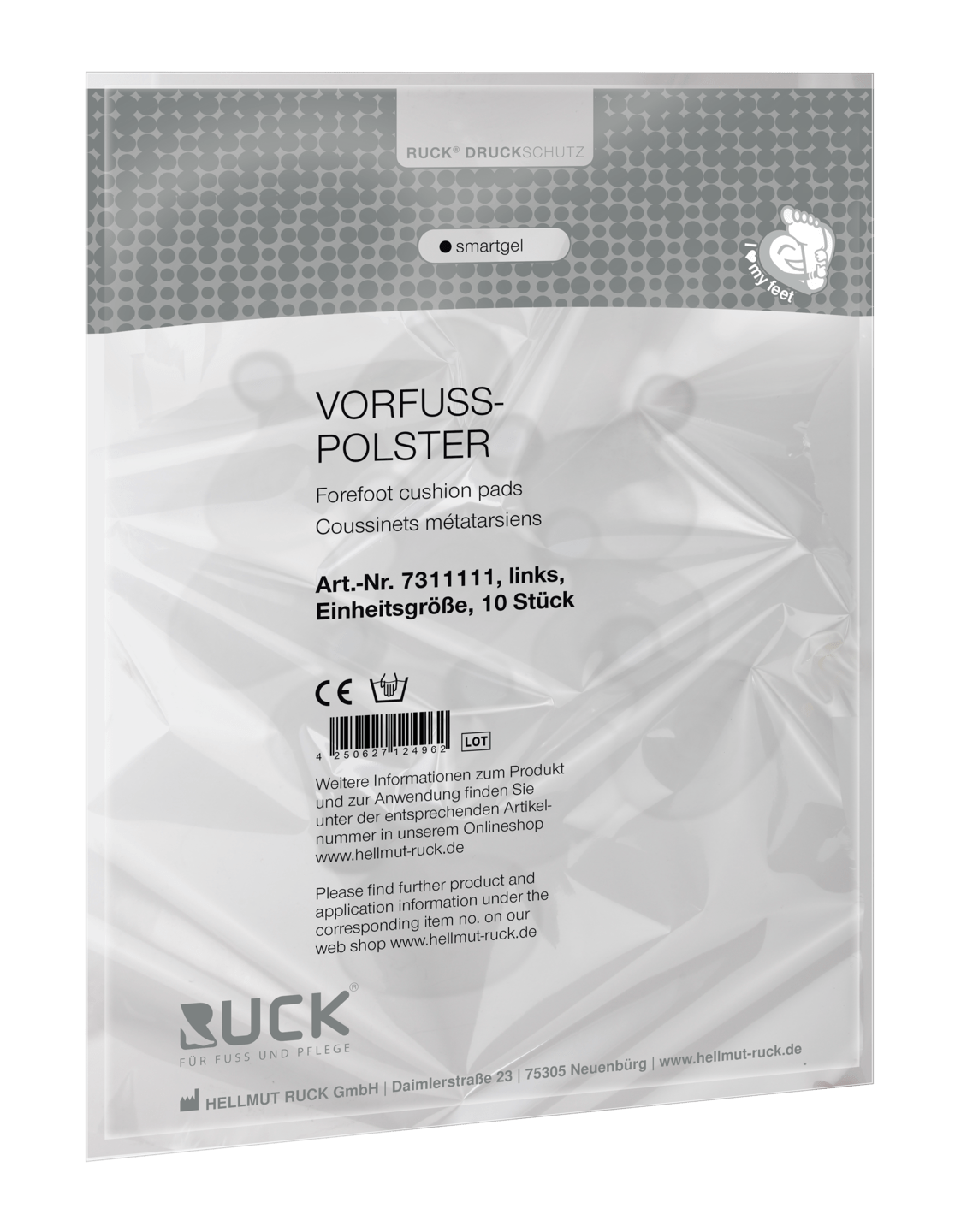 RUCK® AVLASTNING Smartgel, framfotsskydd (10 st), vänster