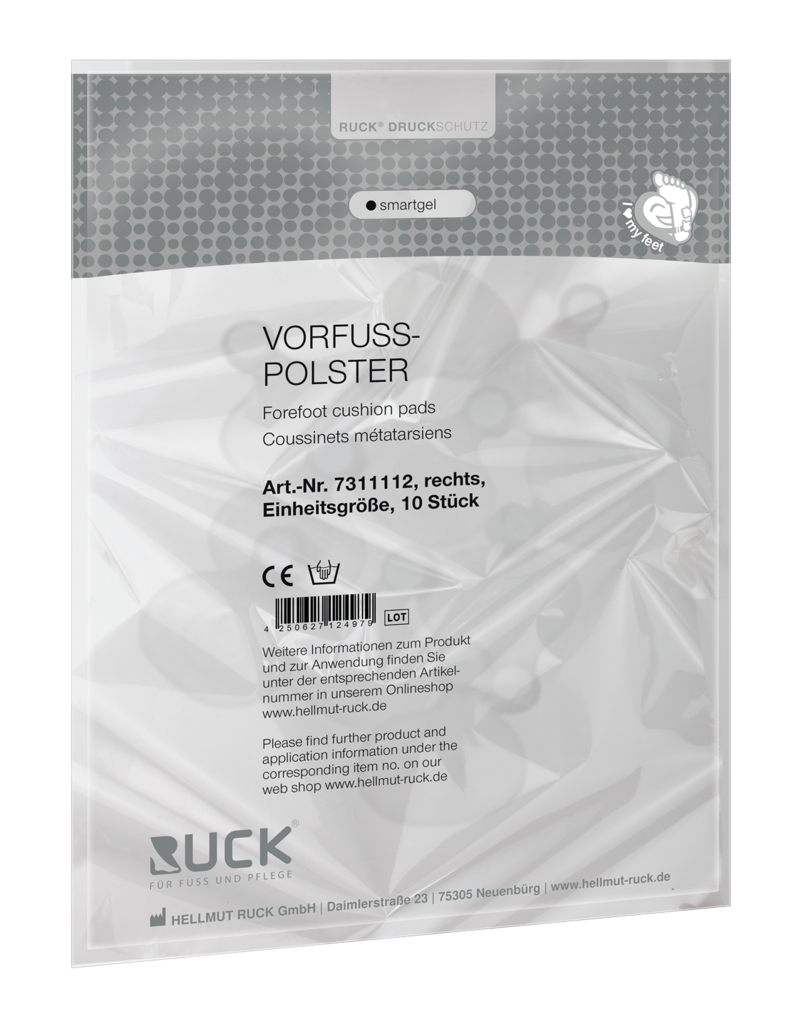 RUCK® AVLASTNING Smartgel, framfotsskydd (10 st), höger
