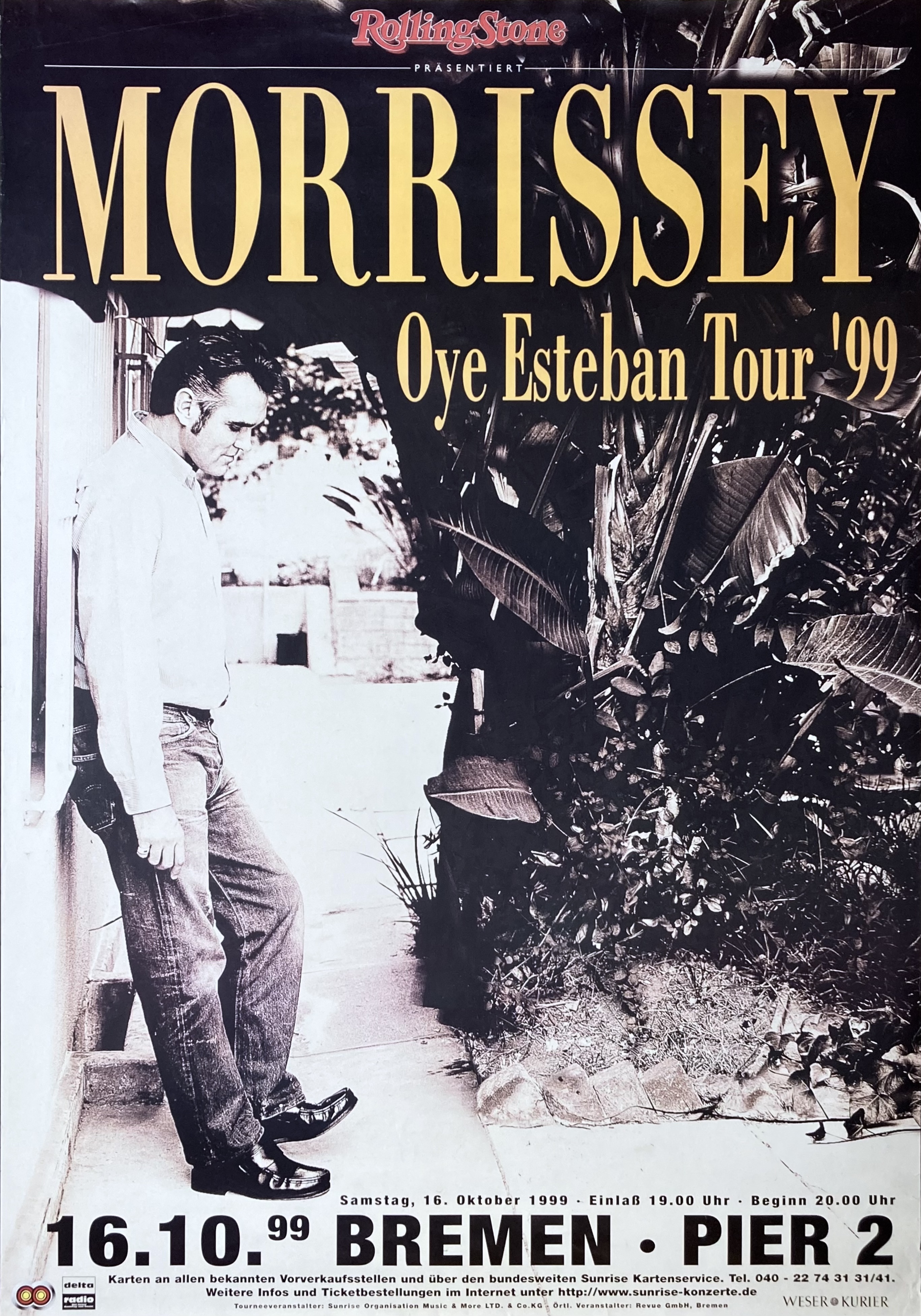MORRISSEY - Bremen 16 Oct Concert poster (1999)