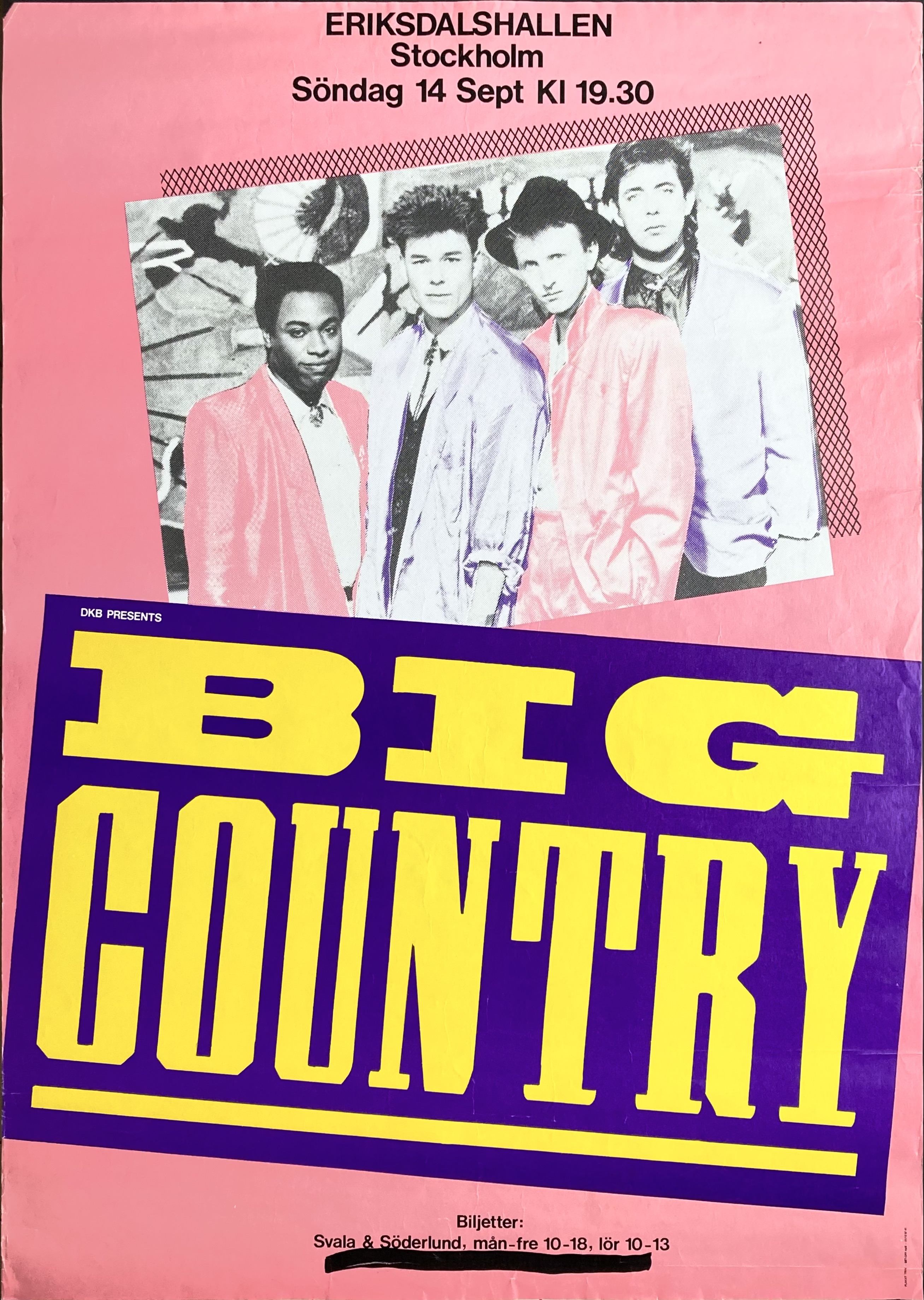 BIG COUNTRY - Stockholm 14 Sep Concert poster (1986)