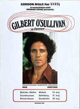 GILBERT O'SULLIVAN - Malmö + Göteborg + Stockholm  konsertaffisch (1973)