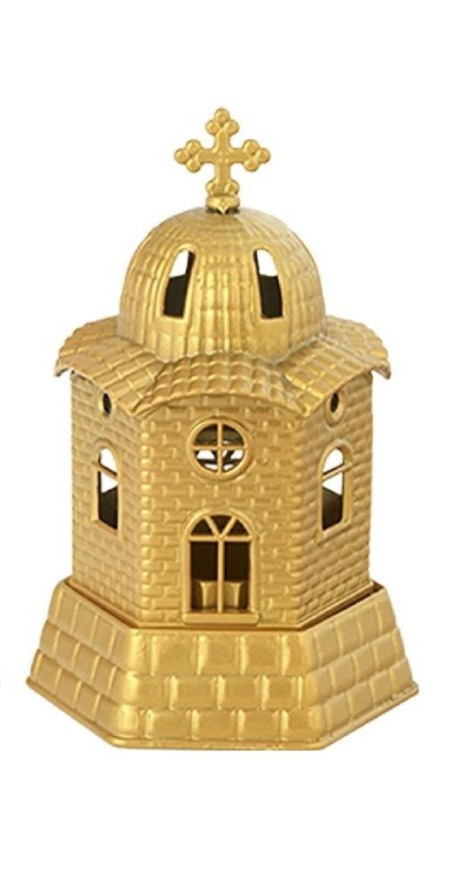 Lykta guld färg, metall, kyrka modell