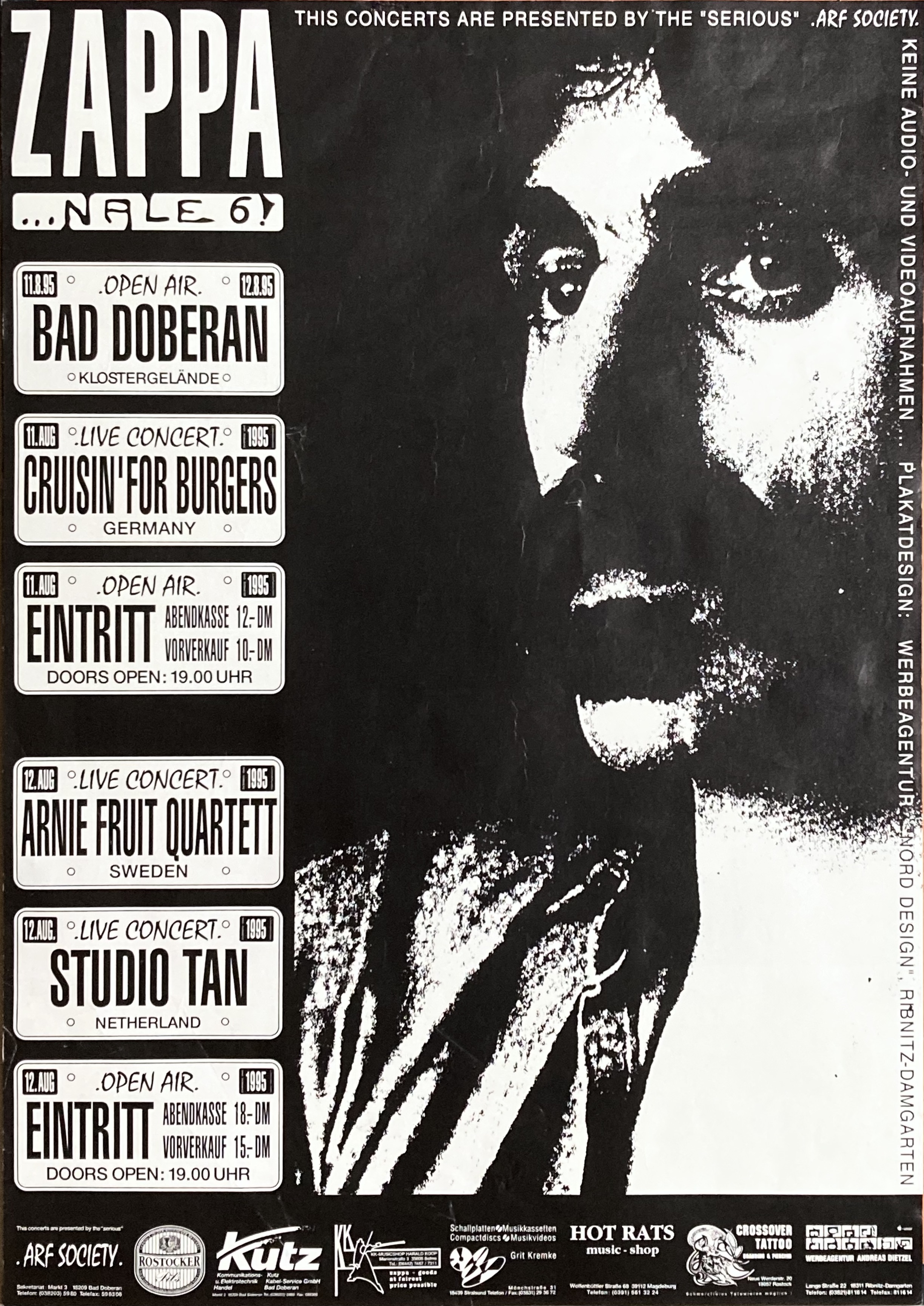 FRANK ZAPPA "ZAPPANALE 6" TRIBUTE CONCERT - Tysk Turnéaffisch (1995) 