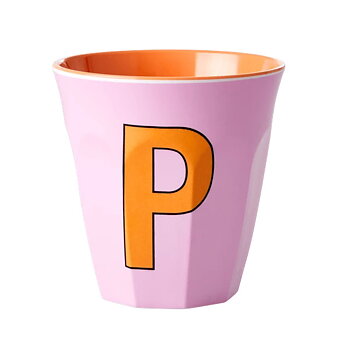 Mugg i melamin, Alfabetsmugg P ljusrosa, från Rice