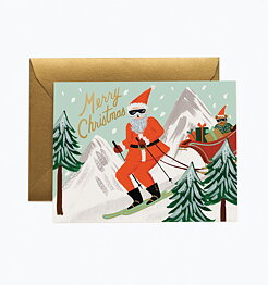 Skiing Santa Card