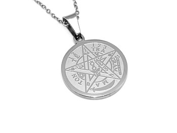 Tetragrammaton Halsband i Rostfritt Stål, Guds Namn på Hebreiska, Pentagram Smycke