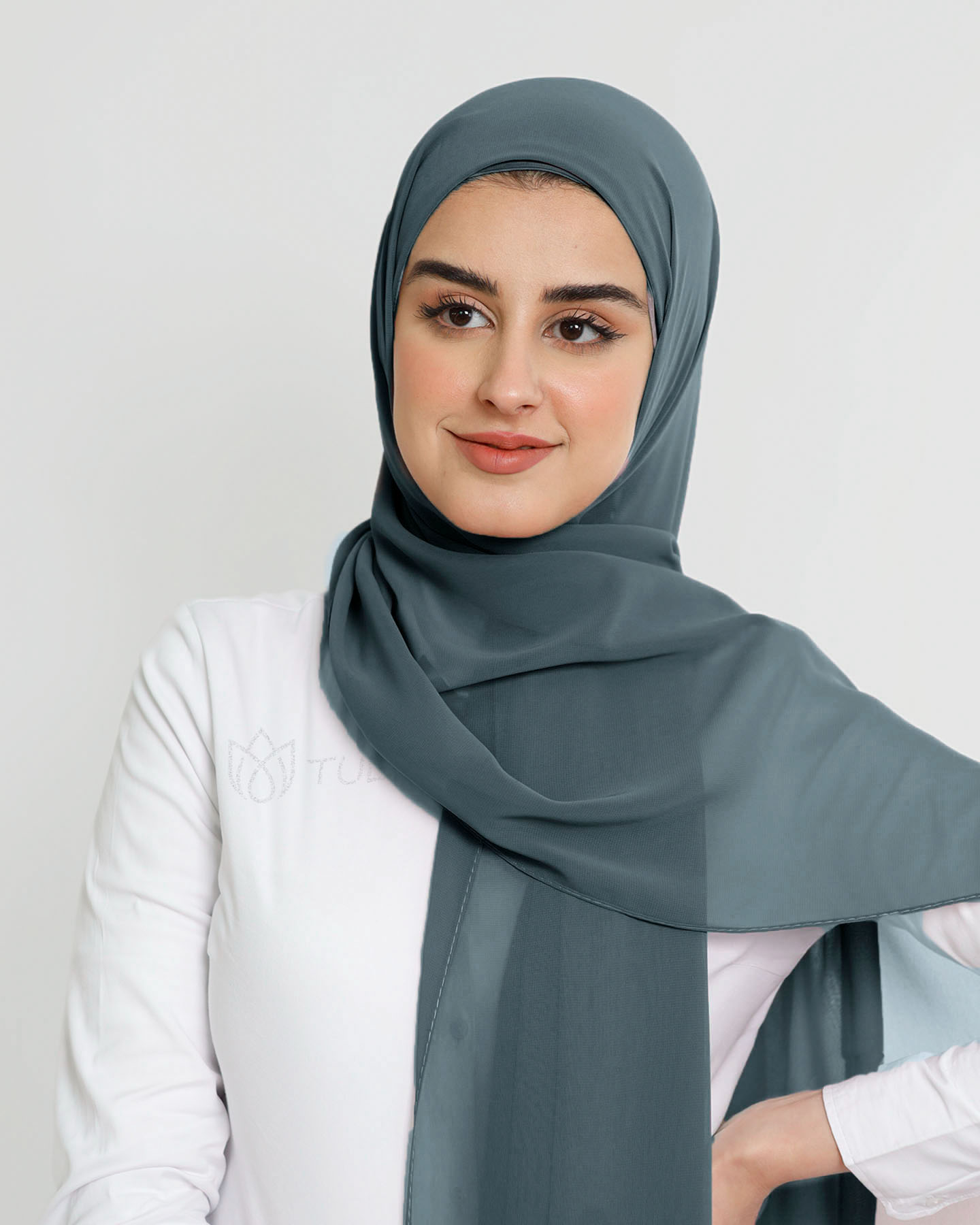 Hijab - Instant Chiffon With Cap - Gray