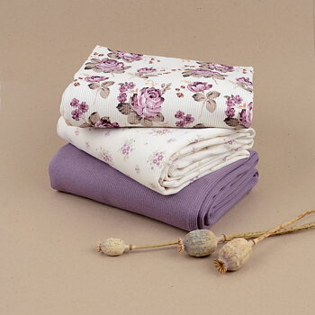 MINI FLOWERS RIBBED - PLUM