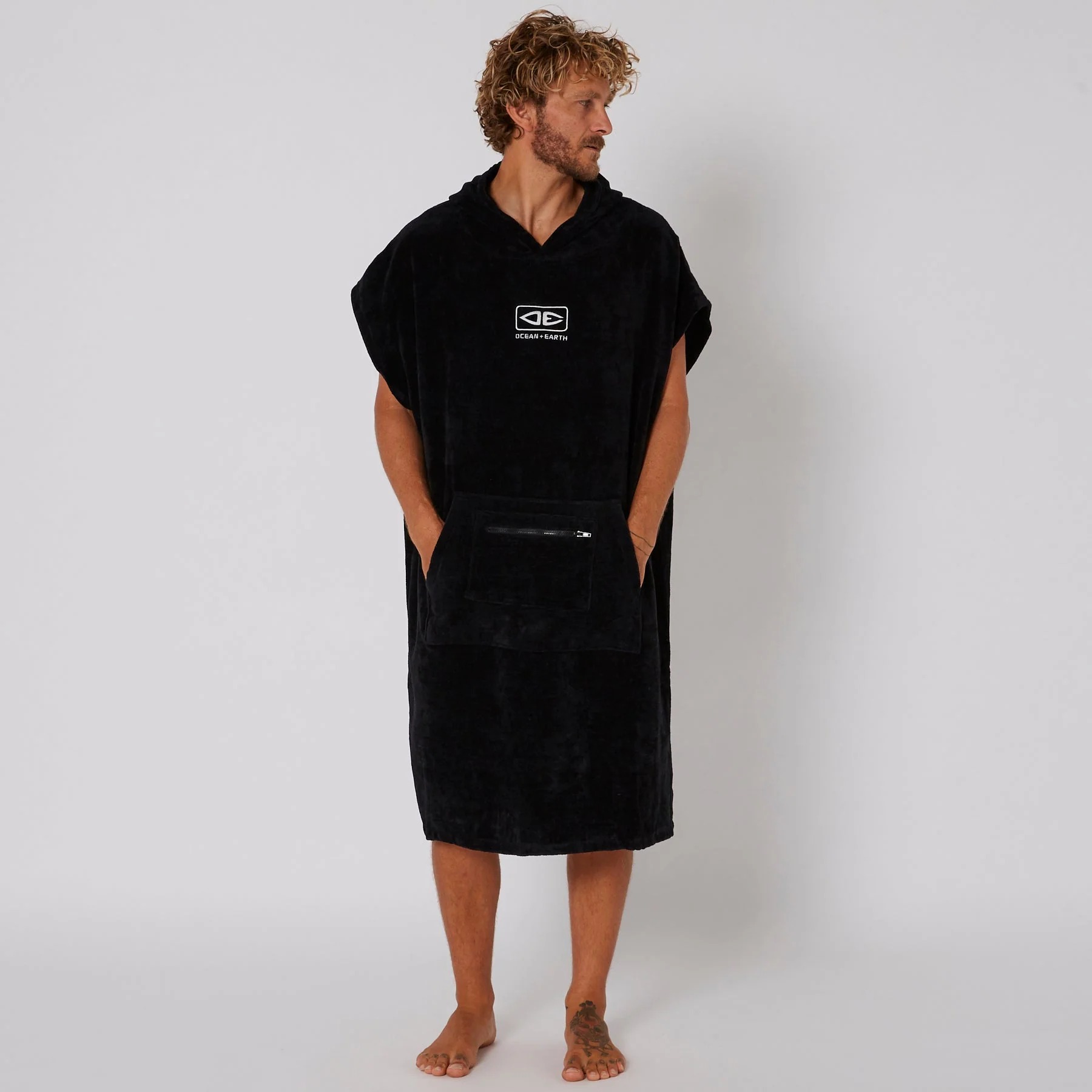 Ocean & Earth Corp Hooded Poncho Black