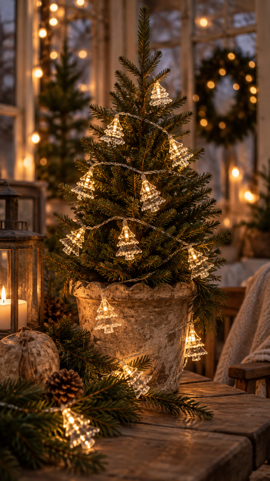 String of lights with fir trees - 135 cm - 2