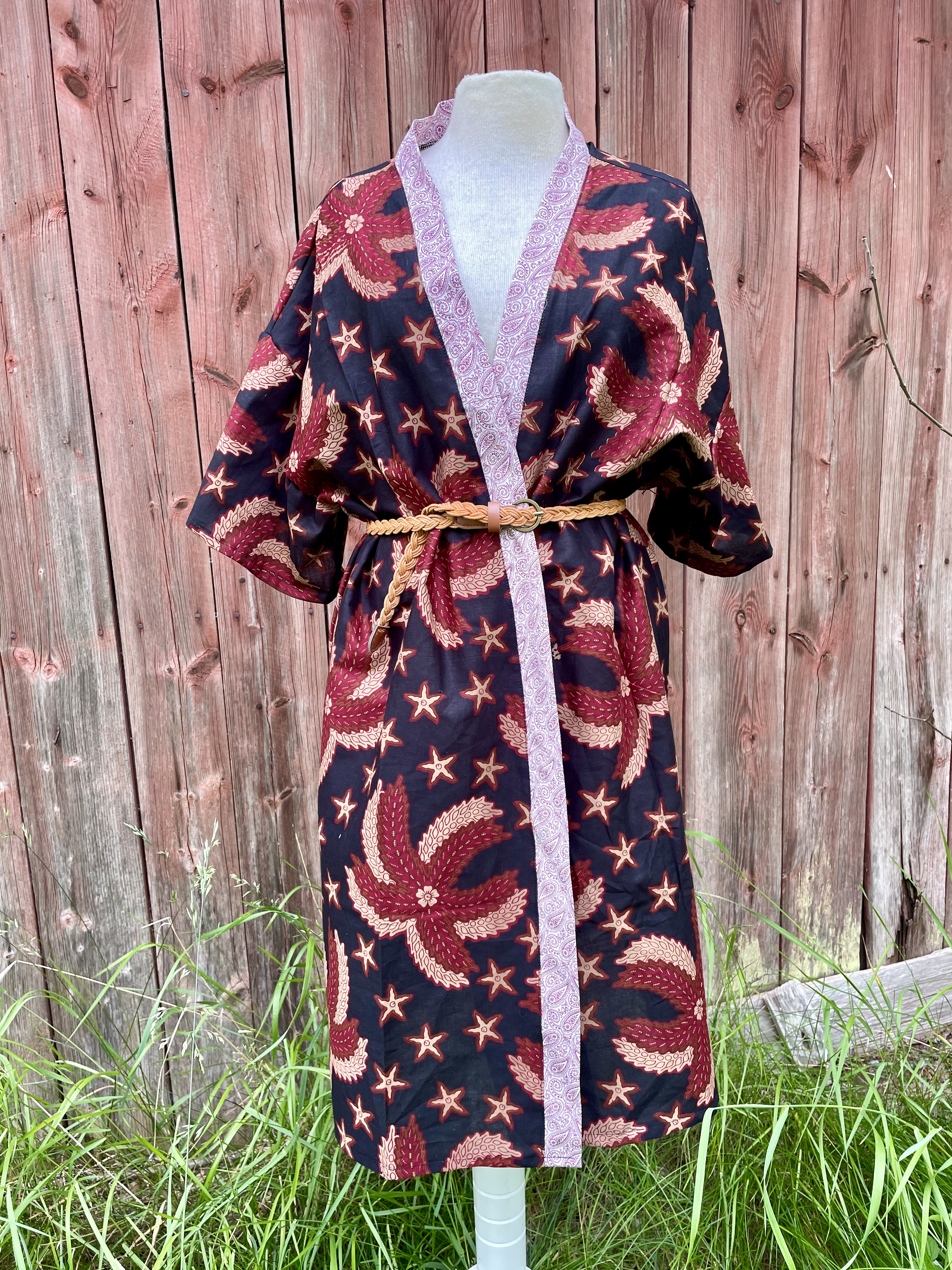 kimono burgundy feather  - 5
