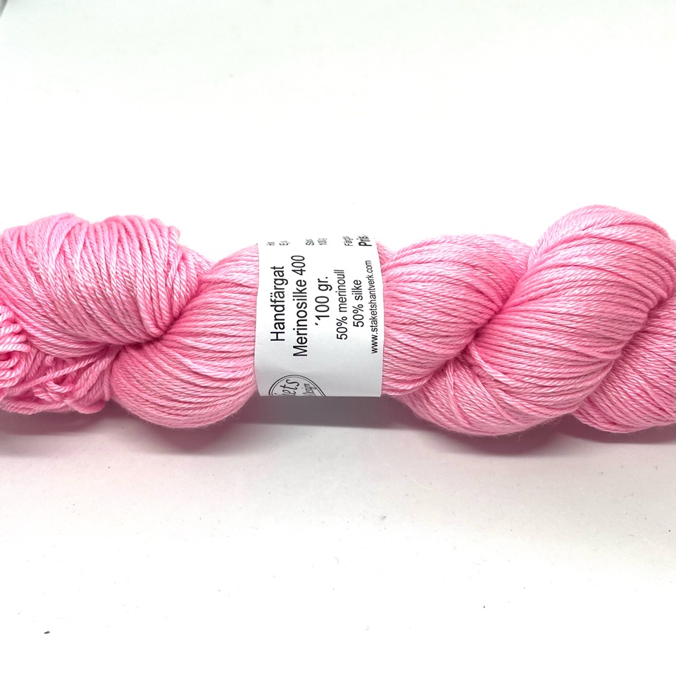 Handfärgat Merinosilke 400  Rosa