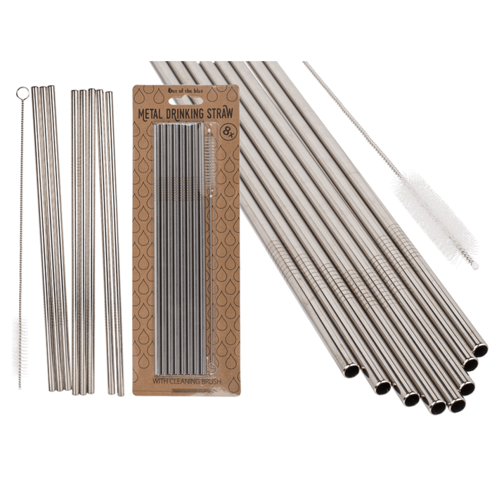 Metallinen juomapilli puhdistusharjalla 8-pack - 2
