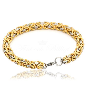 Kungalänk Two Tone - Kejsararmband Kungslänk Golden 8mm 316L