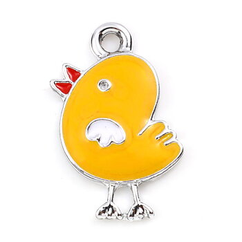 Charm  enameld  Chicken  silver, st. yellow