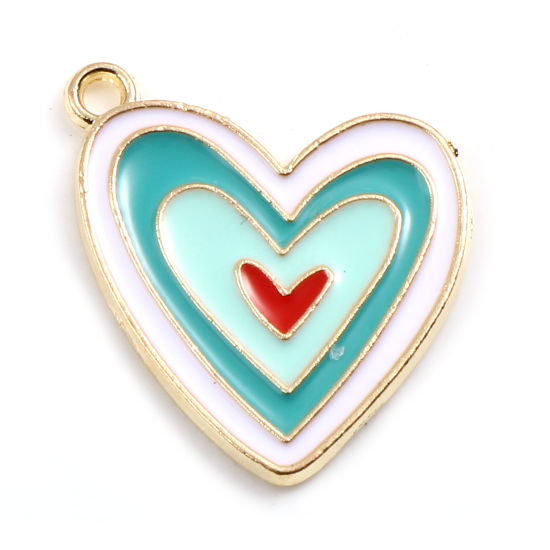 Charm ,  Enameld  heart pastel Green