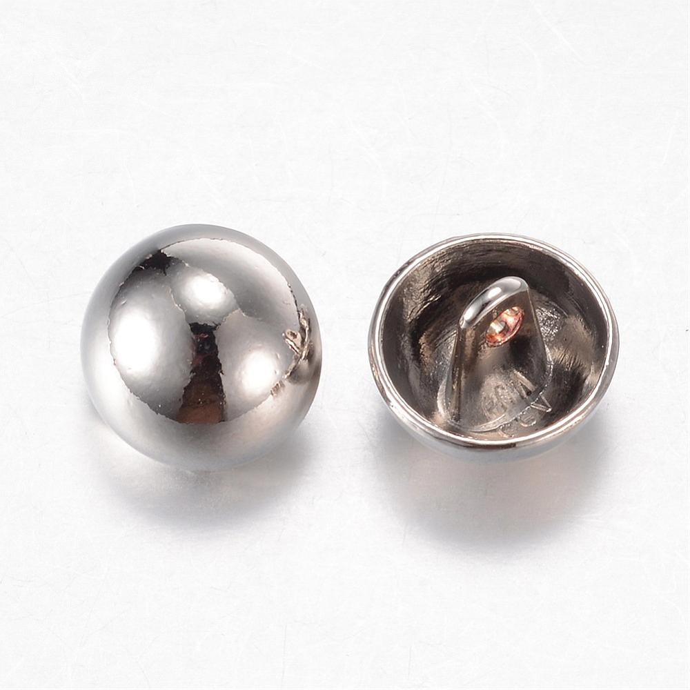 Buttons in metal - PLatina,  halfround shank 11,5 mm