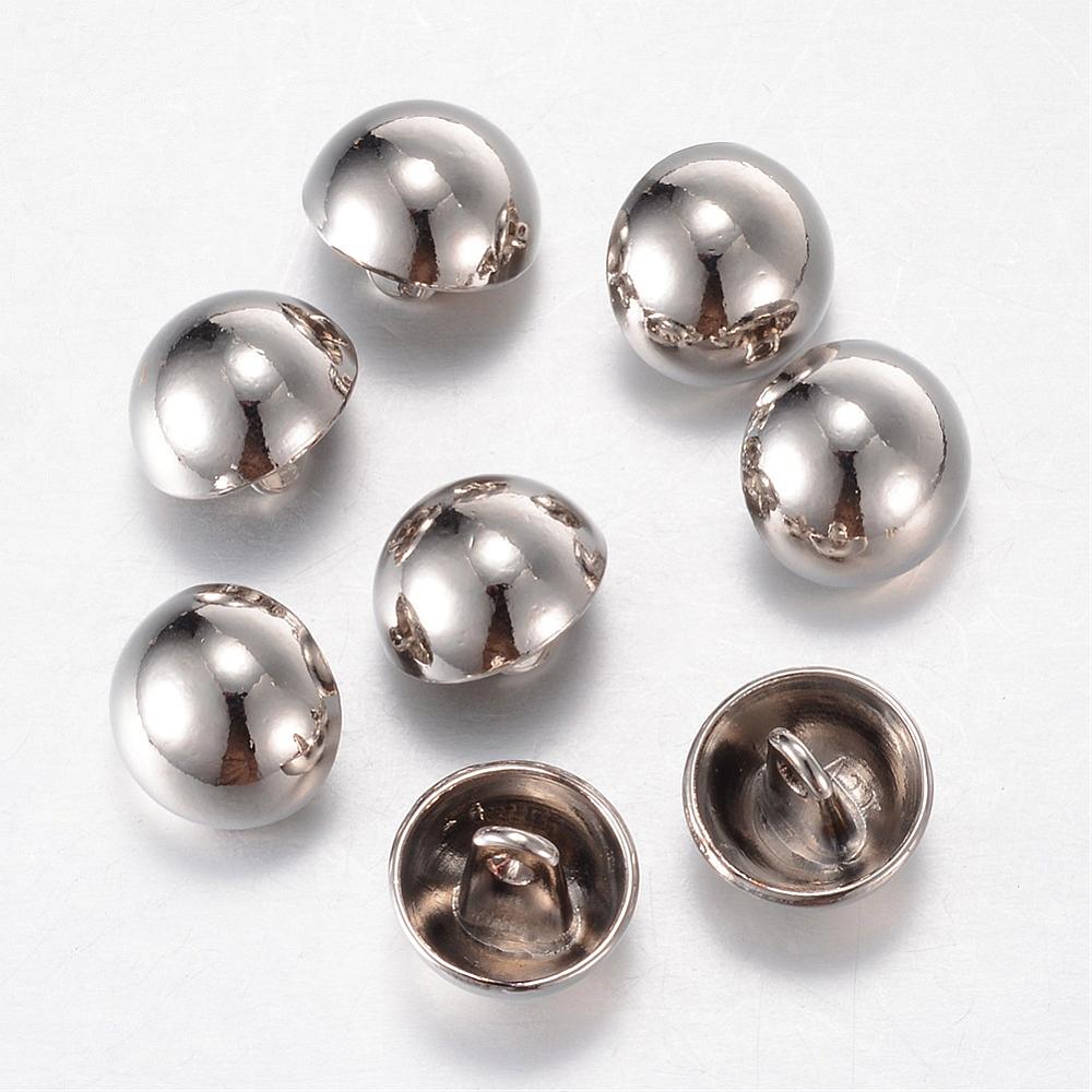 Buttons in metal - PLatina,  halfround shank 11,5 mm - 2