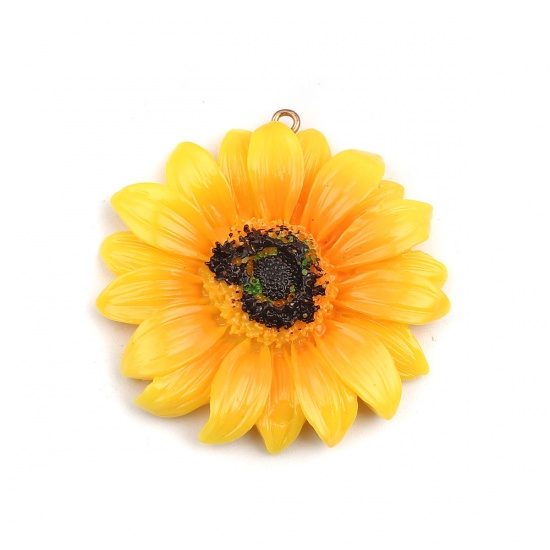 Charm , Resin,  Sunflower 48mm