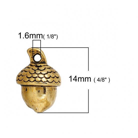 Berlock - Ekollon  3D, Guld  14mm - 2