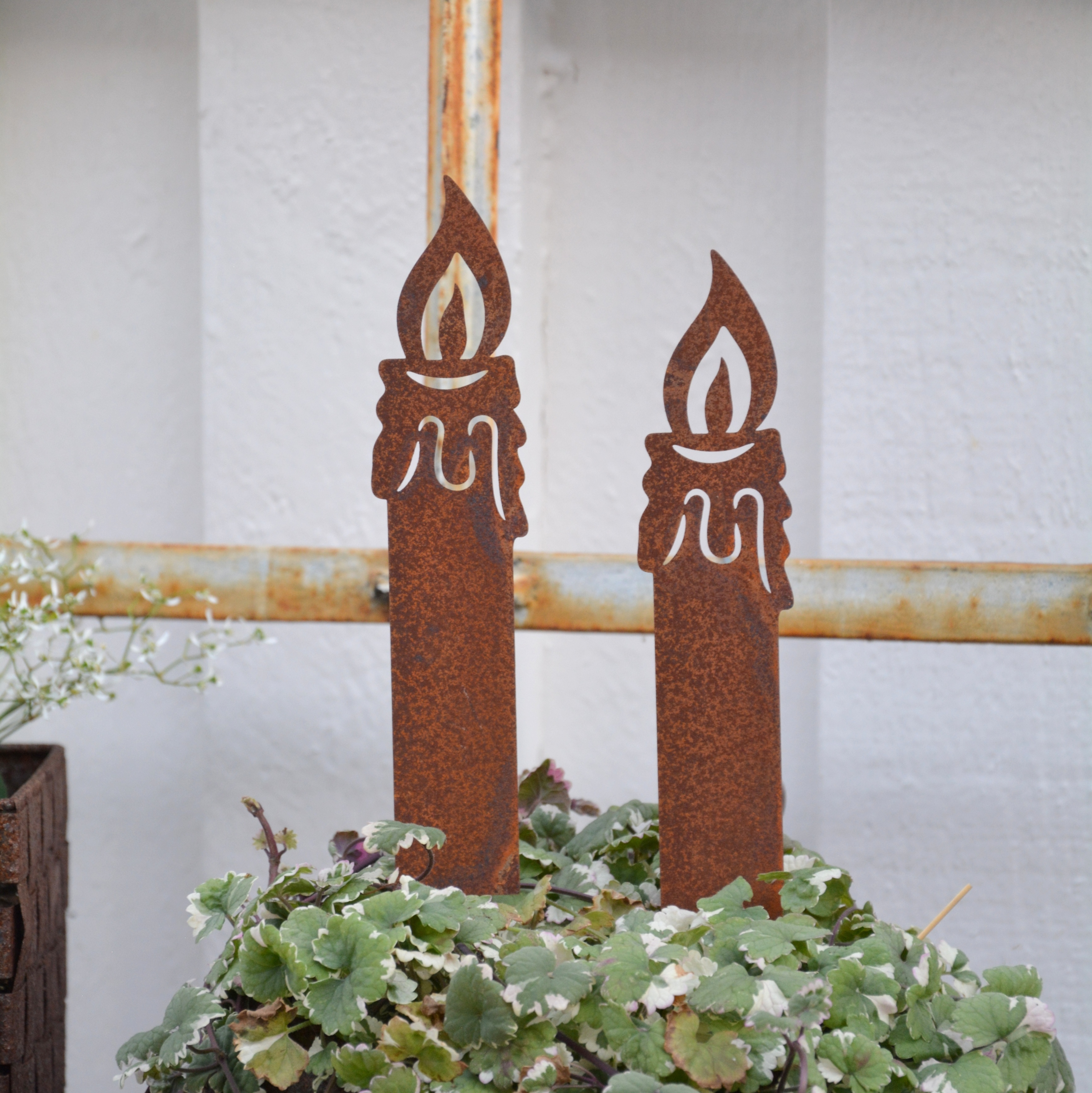 Rostigt ljus mellan 20 / 32 cm. Sticks. Ljus i rost - 5