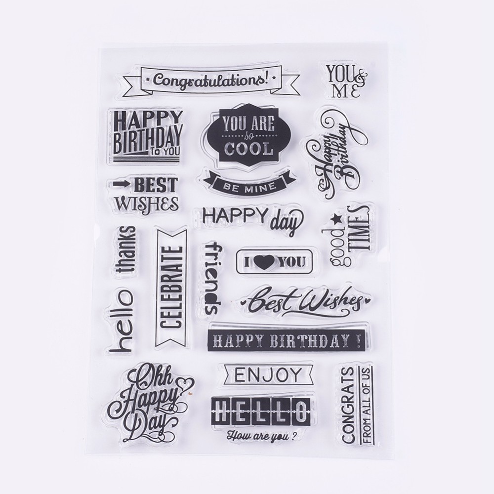 Silikon stämpel Clearstamps, 1ark,  Texter