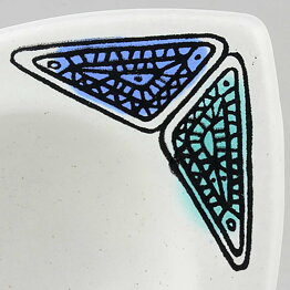 Hjördis Oldfors (Runa 1950s) White Bowl with Colorful Geometric Decor 13 cm