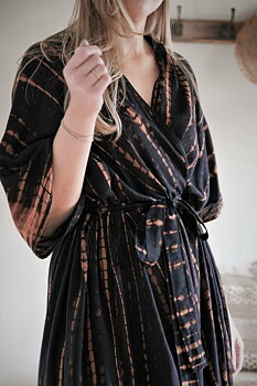 Kimono/Klänning tie dye svart/rost