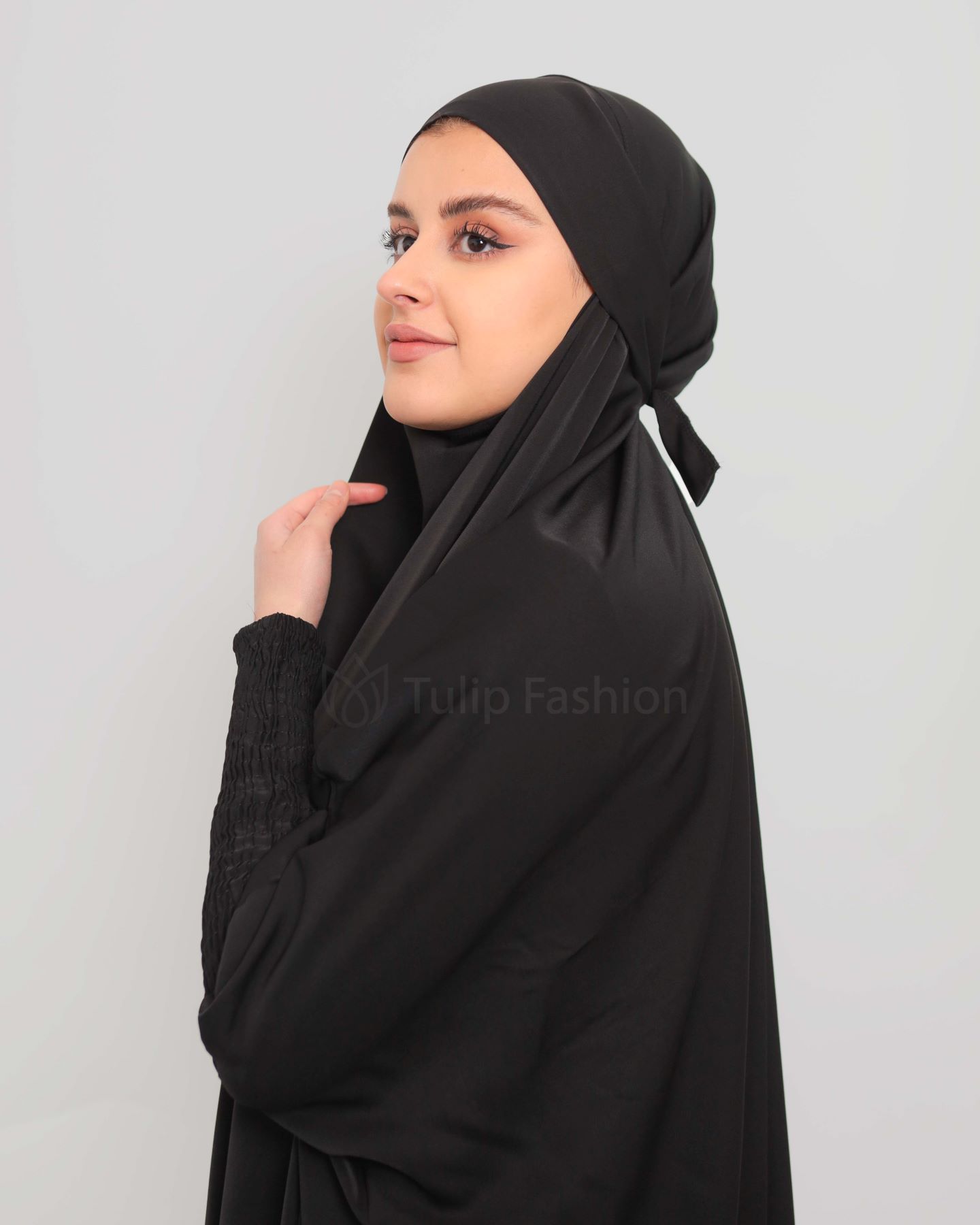 Two piece Jilbab Abaya - Black - 4