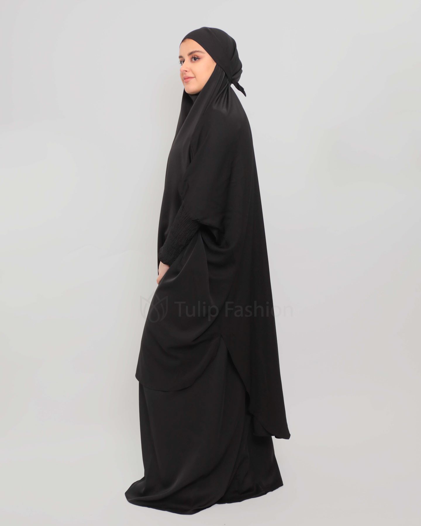 Two piece Jilbab Abaya - Black - 2
