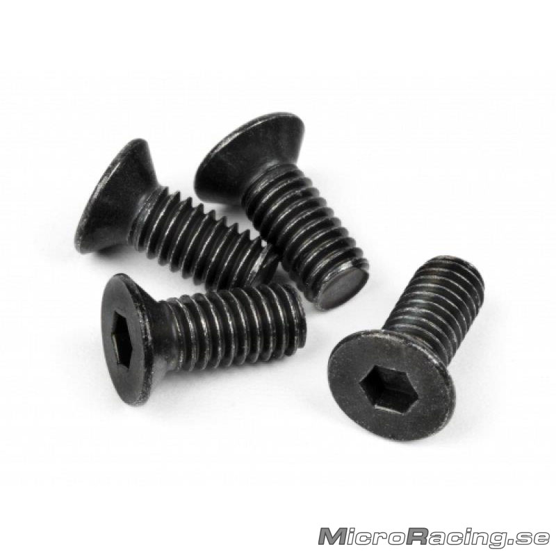 DEAL* HB RACING - M4x10mm Flat Head Screws, Hex, 4pcs
