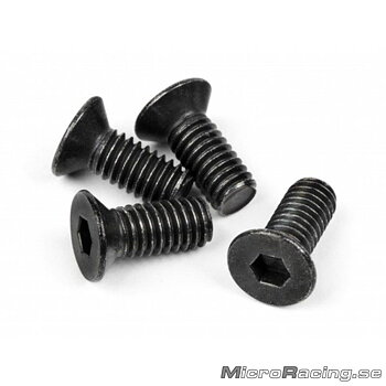 DEAL* HB RACING - M4x10mm Flat Head Screws, Hex, 4pcs