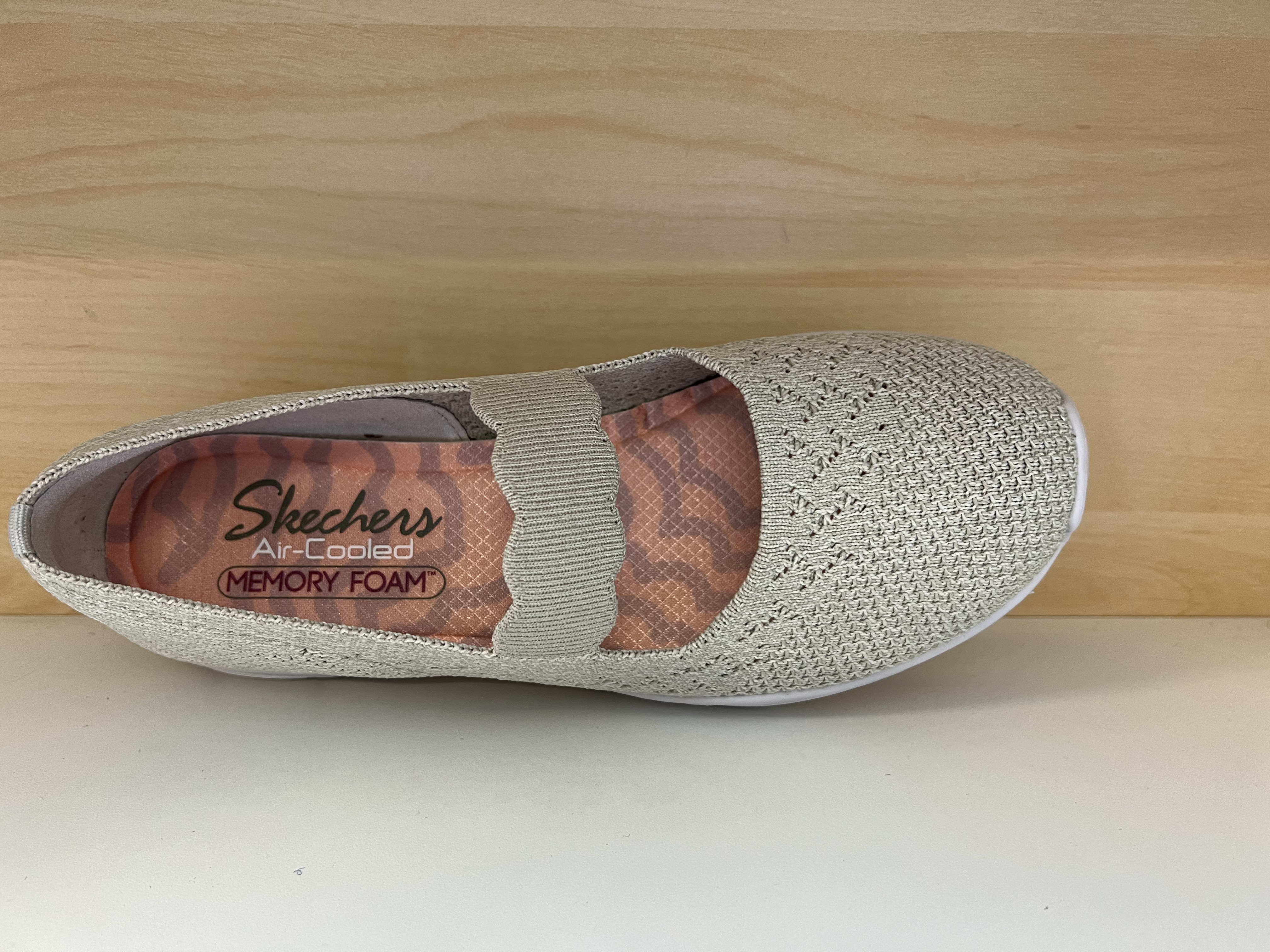 SKECHERS damsko i  ballerina-modell, beige textil. Memory Foam innersula. - 4
